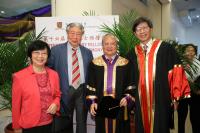 (From left) Mrs Lena YOUNG, Mr David CHU, Chairman of the College Committee of Overseers, CW Chu College, Dr Norman N P LEUNG, Chairman of the Council and Prof YOUNG